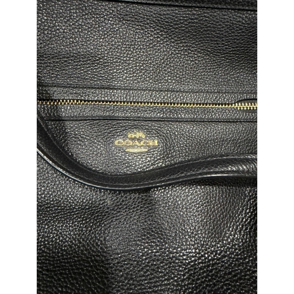 Coach Pebbled Leather Crossbody Tote Black Gold Zip Shoulder Bag Purse Classic - Picture 2 of 9